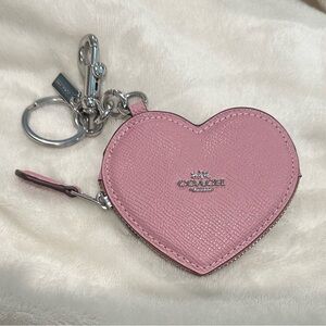 COACH Pink Heart Bag Charm Keychain